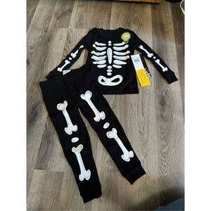 Komar Kids Black Skeleton Glow In The Dark 2pc Jammy Set 24 Month NEW